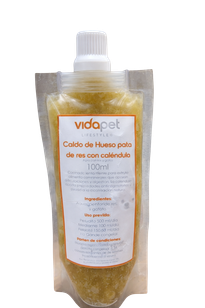 Empaque oficial de pata de res con caléndula de Vidapet